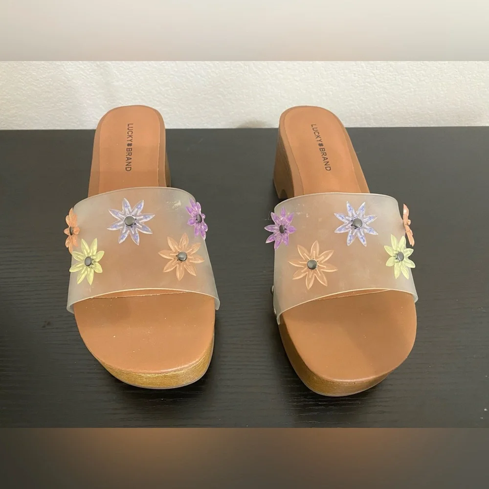 Lucky Brand Fallyn Vinyl Flower Slide Sandals - Clear, Size 7 - Picture 3 of 7